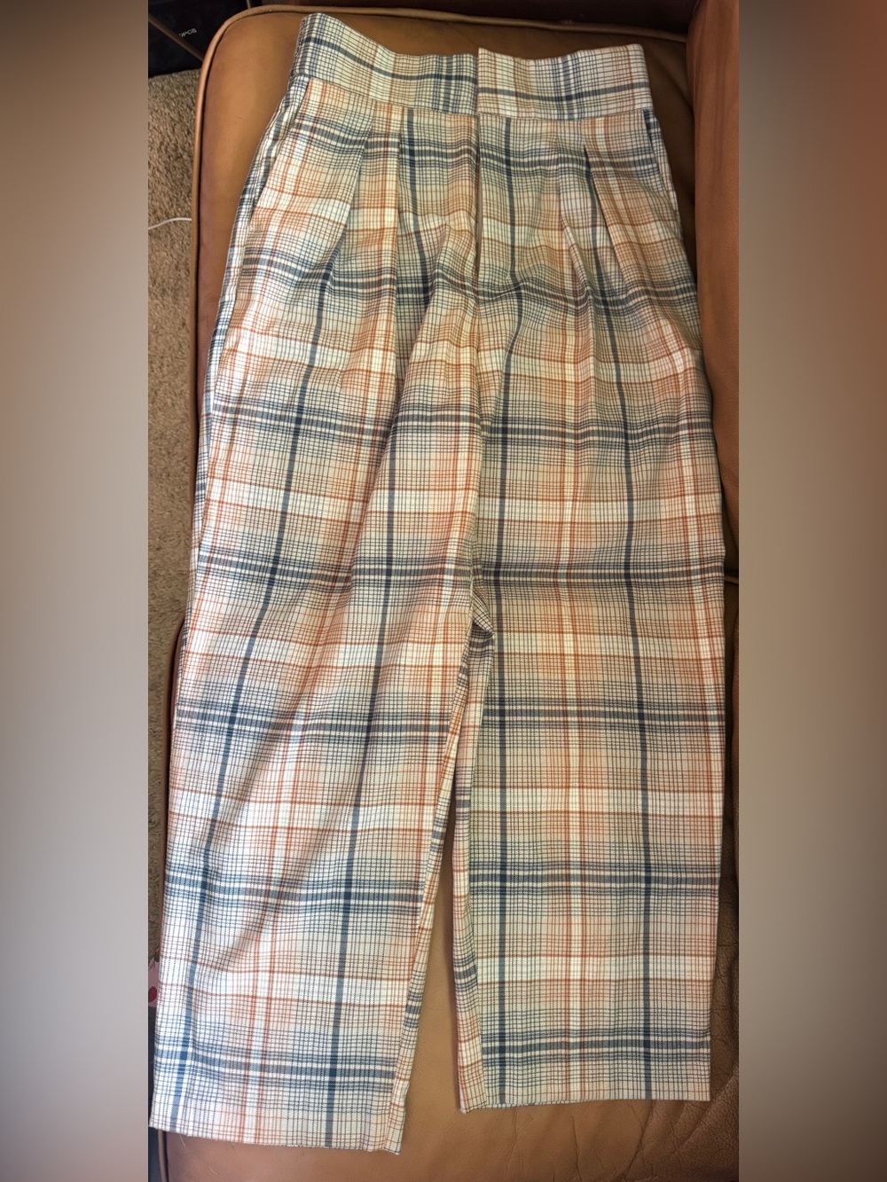 Urban Outfitters Paige Pants Womens Medium High Rise Pleated Crop Plaid Trousers